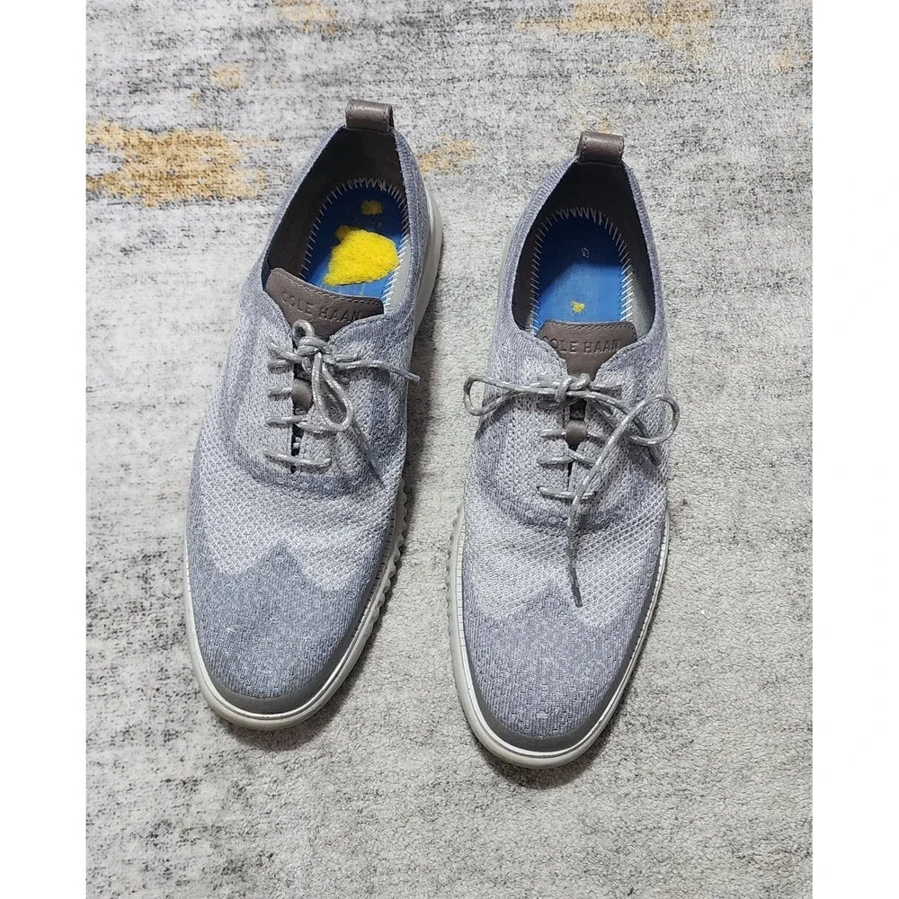 Cole Haan Mens ZeroGrand Gray Knit Wingtip  Stitchlite Shoes C28827 Size 11
